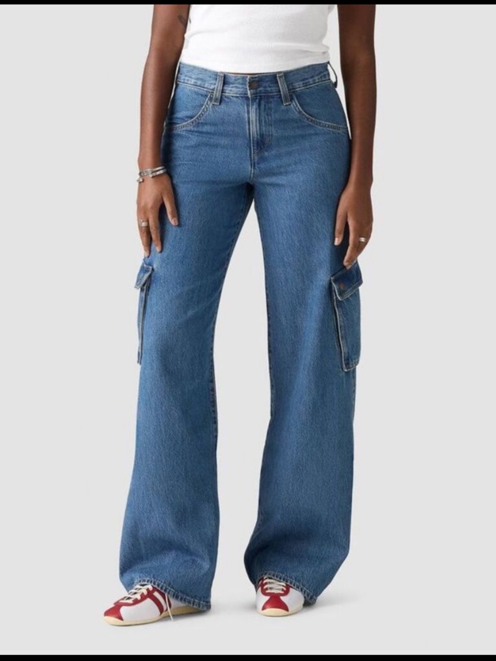 Levi's Wide Leg Cargo Jeans in Blue Denim